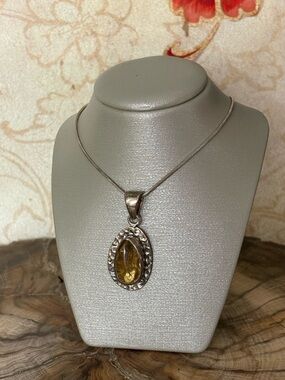 Citrine Sterling Silver Handcrafted Pendant Necklace